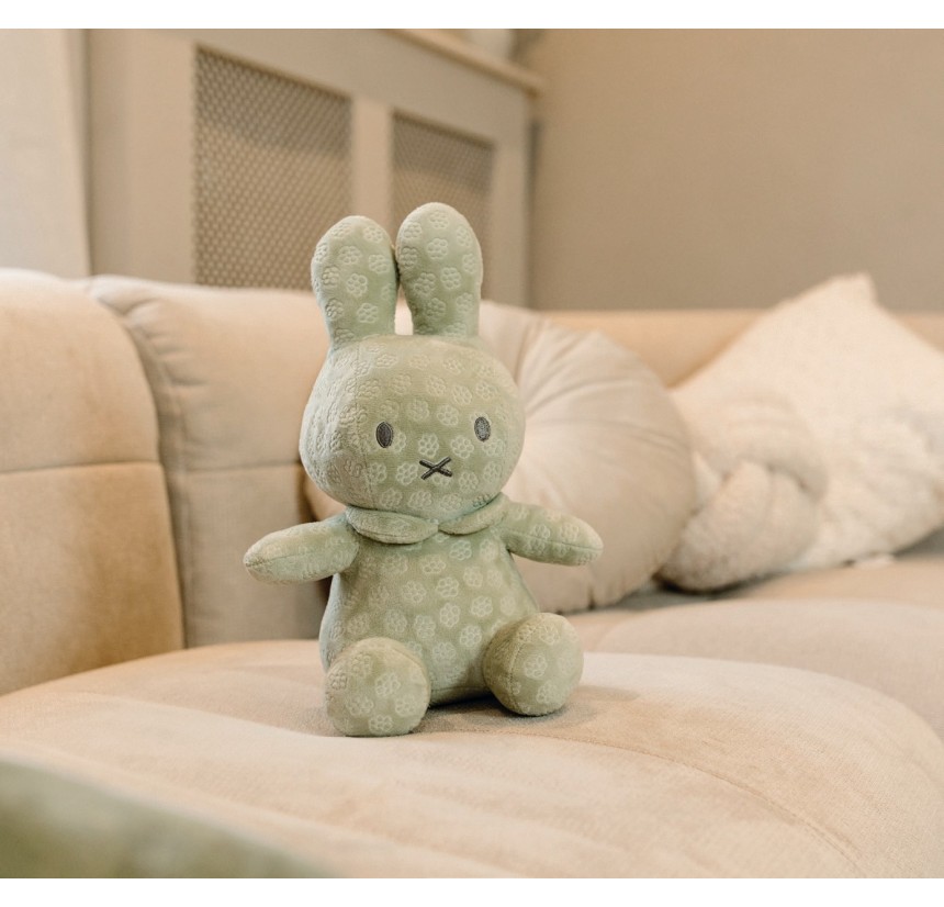 Λούτρινο Miffy Flolwers Βελουτέ Πράσινο 30cm με Εσωτερικό Κουδουνάκι