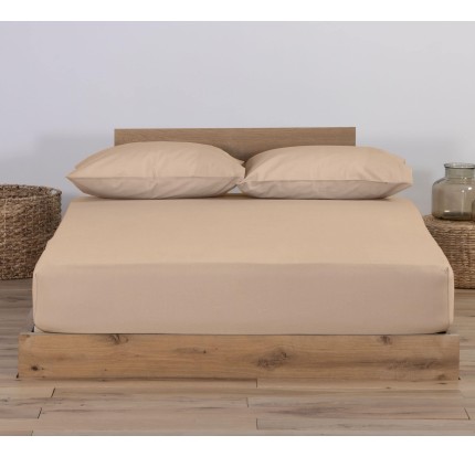 Σεντόνι Μακό Μονό με Λάστιχο Jersey 1.00x 2.00 +30 Nef - Nef Beige