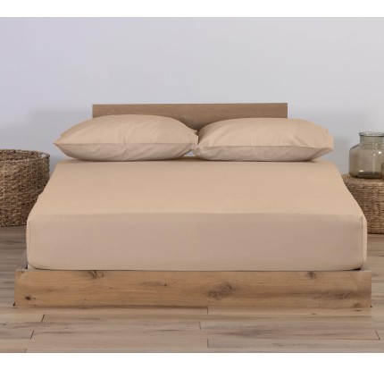 Σεντόνι Μακό Υπέρδιπλο με Λάστιχο Jersey 1.60x2.00 +30 Nef - Nef Beige