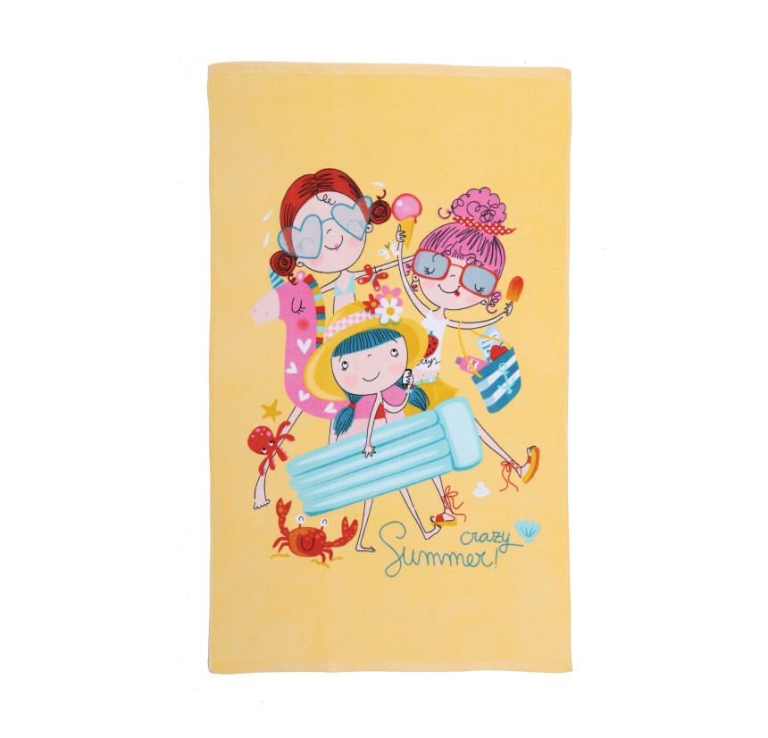 Παιδική Πετσέτα Θαλάσσης Nef-Nef Crazy Summer Girls 70x 120 Yellow