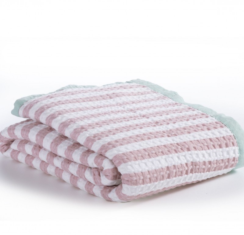 Παιδική Κουβέρτα Πικέ Μονή Nef-Nef Happy Stripe Pink
