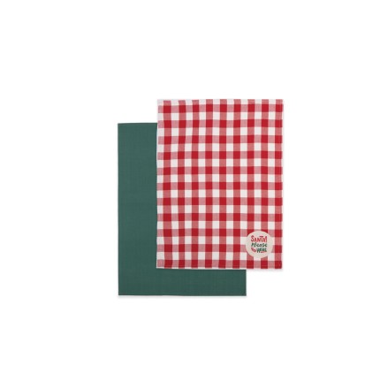 Ποτηρόπανα Σετ 2 τμχ Nef-Nef Santa Please Green/Red Ποτηρόπανα Σετ 2 τμχ Nef-Nef Santa Please Green/Red