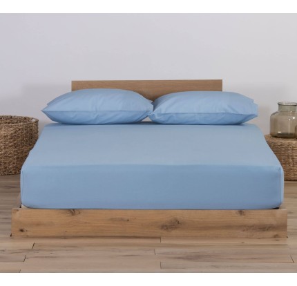 Σεντόνι Μακό Μονό με Λάστιχο Jersey 1.00x 2.00 +30 Nef - Nef Light Blue