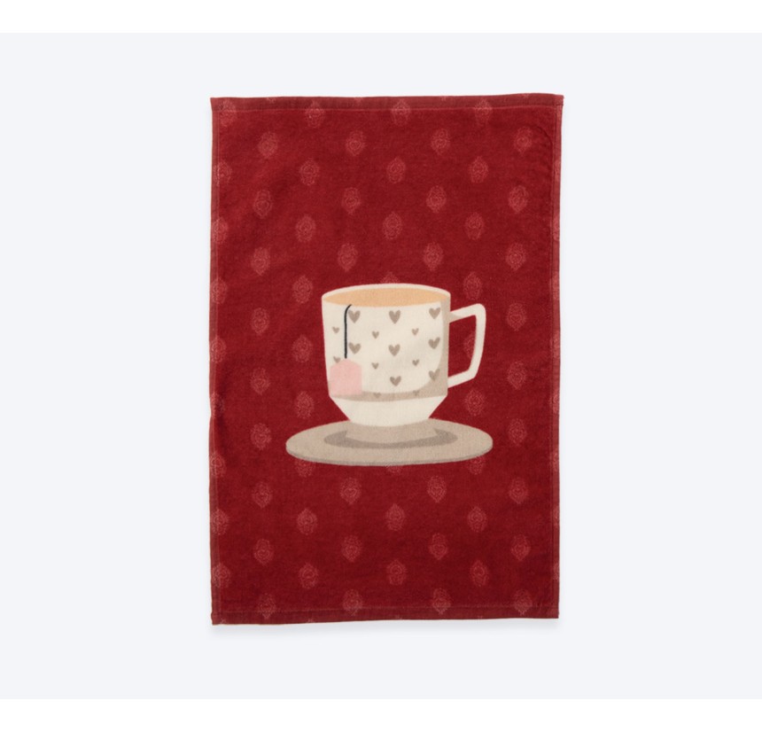 Πετσέτα Κουζίνας Βελουτέ  40x60 Nef-Nef Cup Of Tea Bordo
