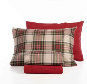 Σεντόνια Υπέρδιπλα Φανελένια (Σετ) Nef-Nef Noel Red/Grey