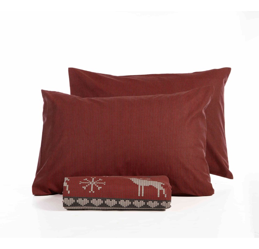 Παπλωματοθήκη Υπέρδιπλη Φανελένια (Σετ) Nef-Nef Tinsel Bordo