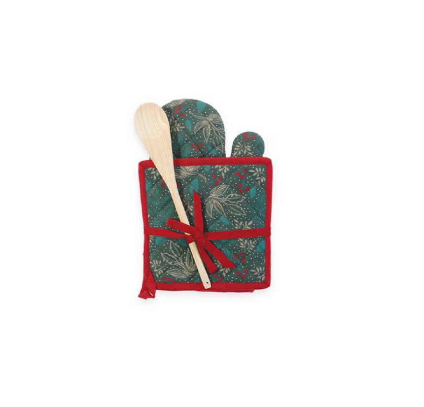 Σετ Πιάστρα-Γάντι Nef-Nef Leaves Green Σετ Πιάστρα-Γάντι Nef-Nef Leaves Green