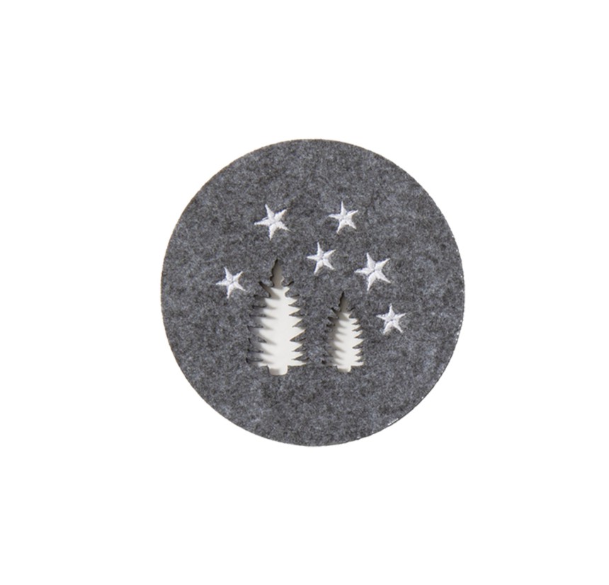 Χριστουγενιάτικο Σουβέρ Σετ 4τμχ Snow Felt Grey