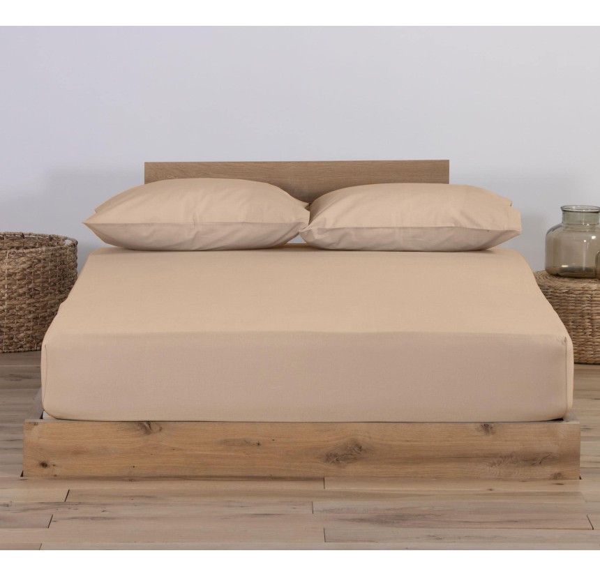 Σεντόνι Μακό Διπλό με Λάστιχο Jersey 1.40x 2.00 +30 Nef - Nef Beige