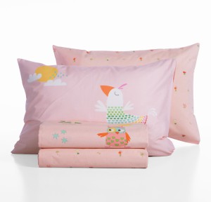 Παιδικά Σεντόνια Μονά (Σετ) Nef - Nef Birds Mania Pink