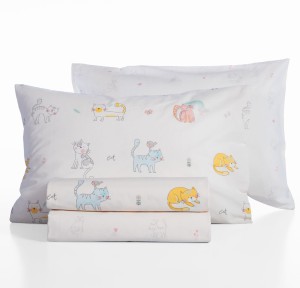 Παιδικά Σεντόνια Μονά (Σετ) Nef - Nef Cat Life Ecru