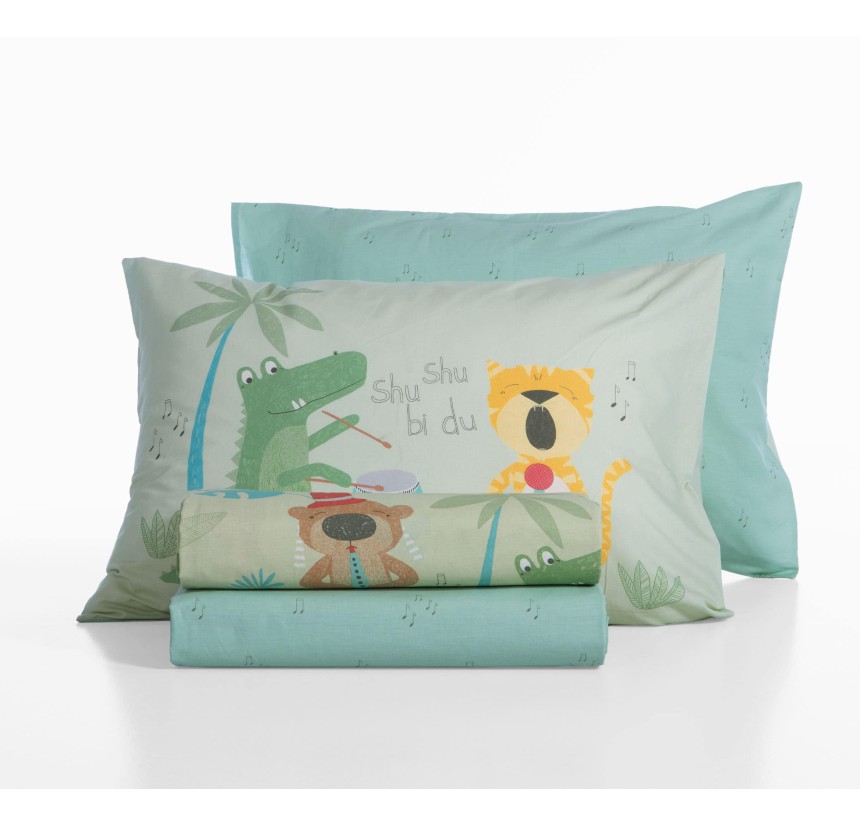 Παιδικά Σεντόνια Μονά (Σετ) Nef - Nef Jungle Music Green