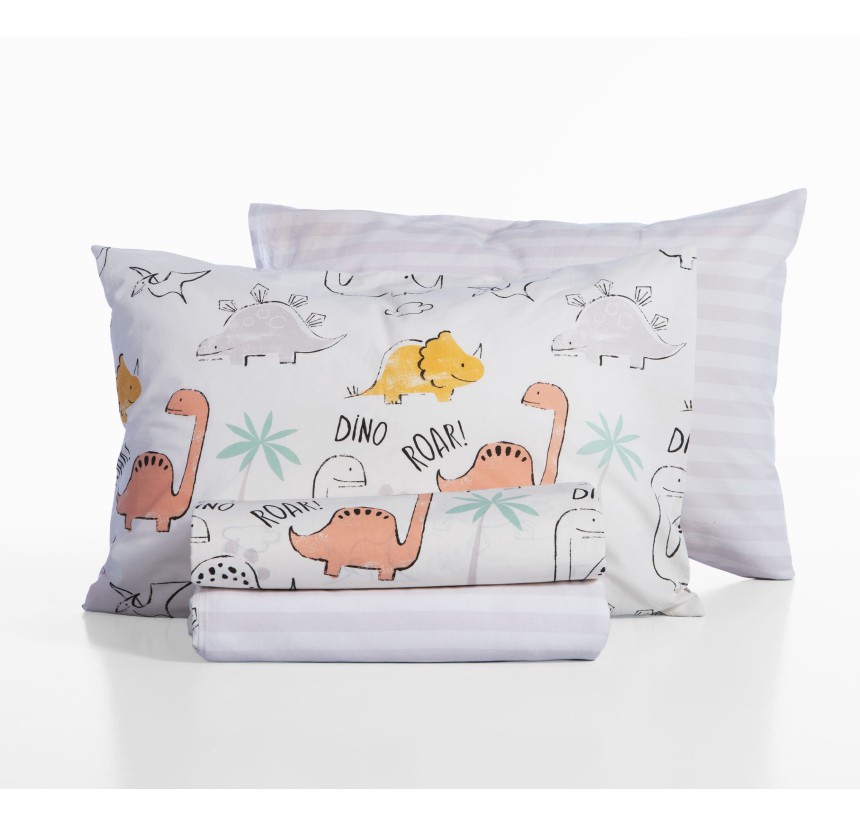 Παιδικά Σεντόνια Μονά (Σετ) Nef - Nef Dinosaur Art Ecru