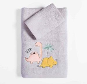 Παιδικές Πετσέτες Σετ (2τμχ) Nef- Nef Dinosaur Art Wind Grey