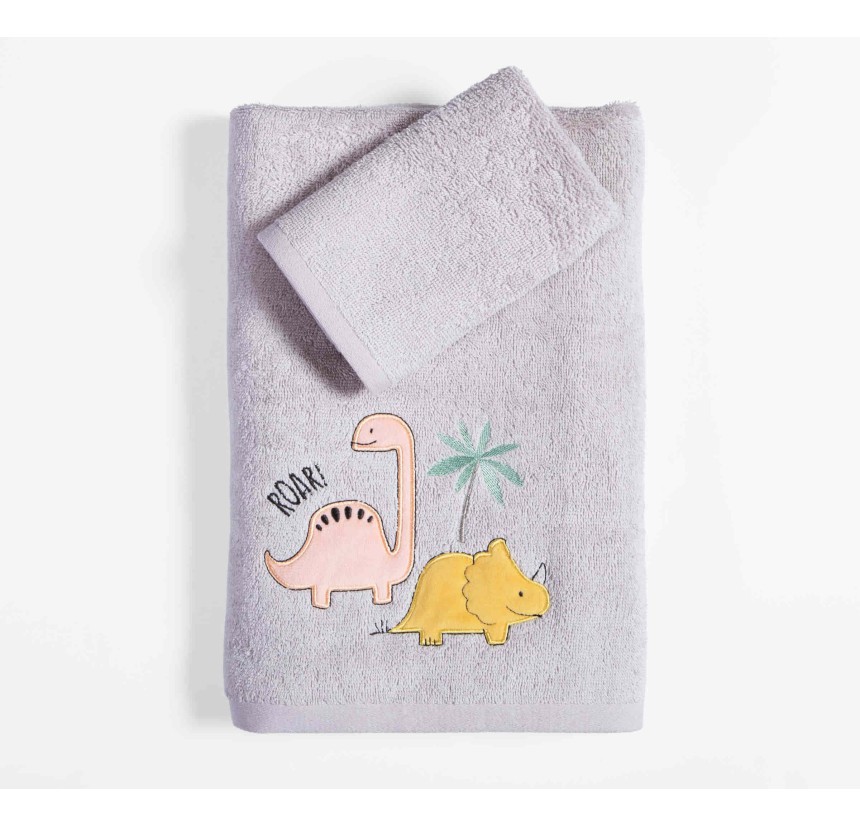 Παιδικές Πετσέτες Σετ (2τμχ) Nef- Nef Dinosaur Art Wind Grey