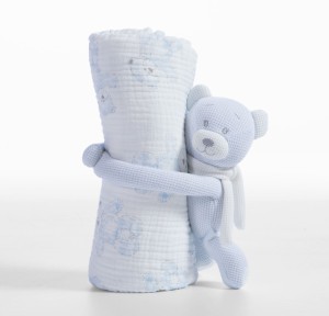 Κουβερτάκι Αγκαλιάς 75x100 Με Αρκουδάκι Teddy Nef-Nef Light Blue