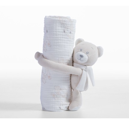 Κουβερτάκι Αγκαλιάς 75x100 Με Αρκουδάκι Teddy Nef-Nef Beige