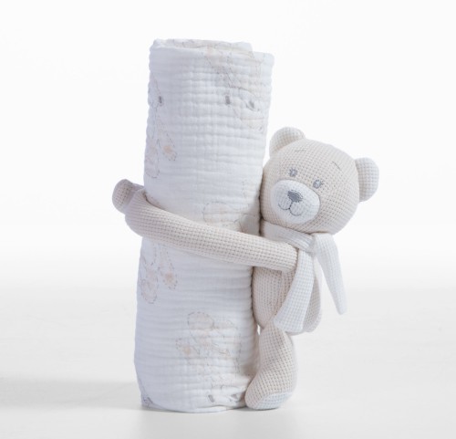 Κουβερτάκι Αγκαλιάς 75x100 Με Αρκουδάκι Teddy Nef-Nef Beige