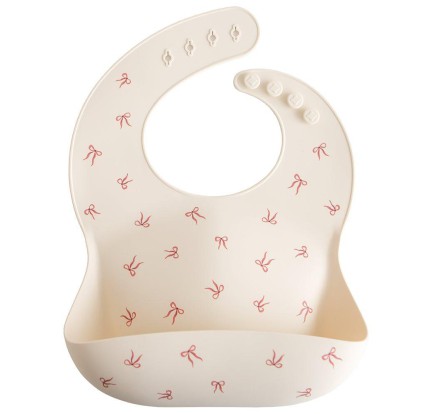 Σαλιάρα Σιλικόνης με Τσεπάκι Mushie Bows