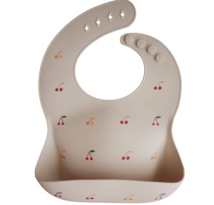 Σαλιάρα Σιλικόνης με Τσεπάκι Mushie Cherries