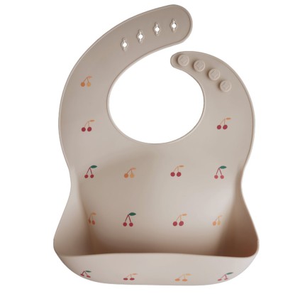 Σαλιάρα Σιλικόνης με Τσεπάκι Mushie Cherries