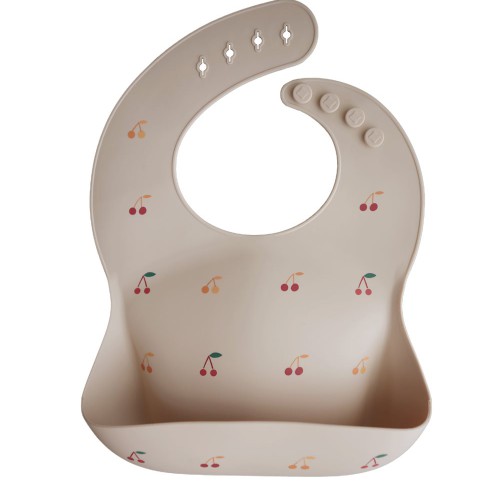 Σαλιάρα Σιλικόνης με Τσεπάκι Mushie Cherries