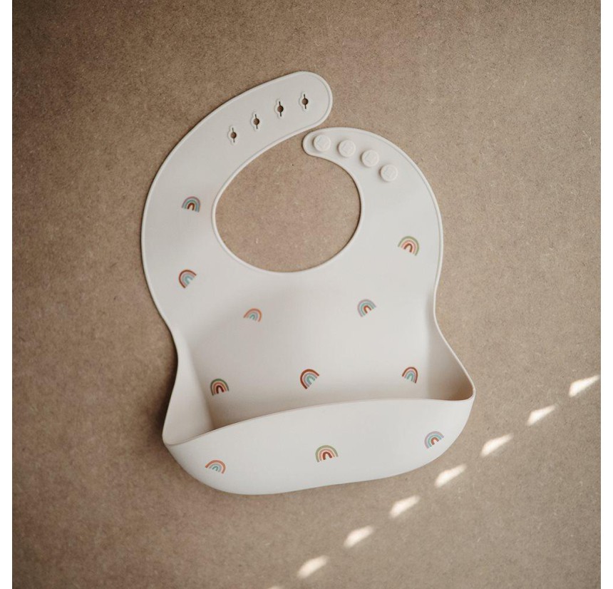 Σαλιάρα Σιλικόνης με Τσεπάκι Mushie Rainbow