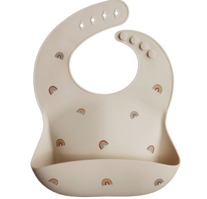 Σαλιάρα Σιλικόνης με Τσεπάκι Mushie Rainbow