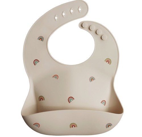 Σαλιάρα Σιλικόνης με Τσεπάκι Mushie Rainbow