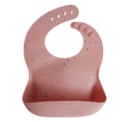 Σαλιάρα Σιλικόνης με Τσεπάκι Mushie Confetti Powder Pink