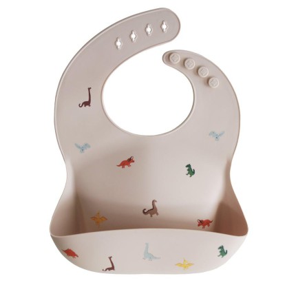 Σαλιάρα Σιλικόνης με Τσεπάκι Mushie Dinosaurs