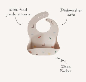 Σαλιάρα Σιλικόνης με Τσεπάκι Mushie Dinosaurs