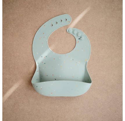 Σαλιάρα Σιλικόνης με Τσεπάκι Mushie Cambridge Blue Confetti