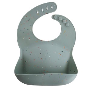 Σαλιάρα Σιλικόνης με Τσεπάκι Mushie Cambridge Blue Confetti