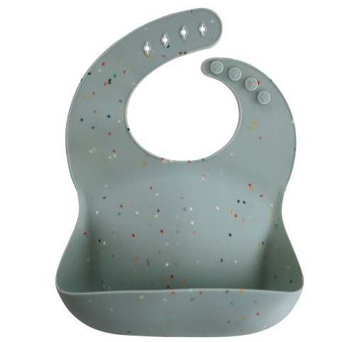 Σαλιάρα Σιλικόνης με Τσεπάκι Mushie Cambridge Blue Confetti