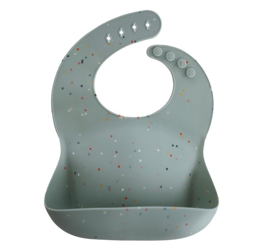 Σαλιάρα Σιλικόνης με Τσεπάκι Mushie Cambridge Blue Confetti