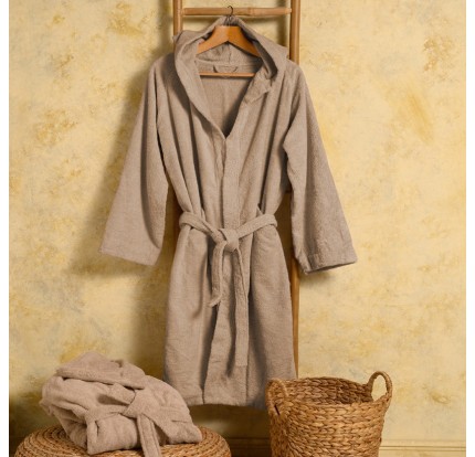 Μπουρνούζι με Κουκούλα Melinen Bloom Beige XLarge Μπουρνούζι με Κουκούλα Melinen Bloom Beige XLarge