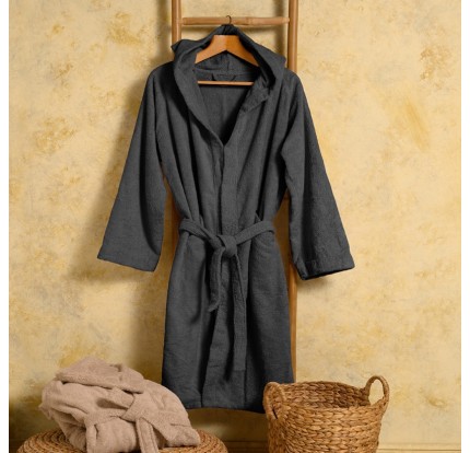 Μπουρνούζι με Κουκούλα Melinen Bloom Dark Grey XLarge Μπουρνούζι με Κουκούλα Melinen Bloom Dark Grey XLarge