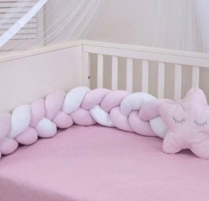 Βρεφική Πλεξούδα - Πάντα Κούνιας Baby Oliver Des 120 Λευκό/ Ροζ