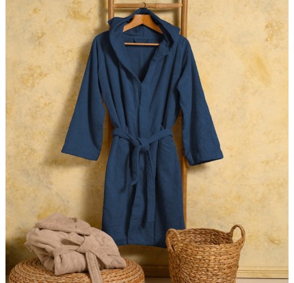 Μπουρνούζι με Κουκούλα Melinen Bloom Navy Blue XLarge Μπουρνούζι με Κουκούλα Melinen Bloom Navy Blue XLarge