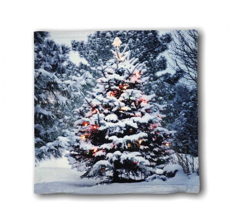 Διακοσμητική Θήκη Μαξιλαριού (40x 40) Χιονισμένο Δέντρο