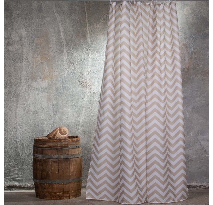 Κουρτίνα Μπάνιου 1.80x 2.00 Melinen Zig-Zag Beige Κουρτίνα Μπάνιου 1.80x 2.00 Melinen Zig-Zag Beige