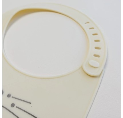 Σαλιάρα Σιλικόνης με Τσεπάκι Trois Kilos Sept Cat Ecru