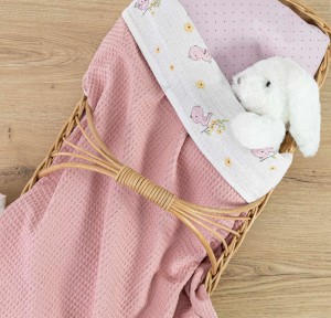 Πικέ Κουβέρτα Αγκαλιάς 80x110 Borea Birdie Ροζ Πικέ Κουβέρτα Αγκαλιάς 80x110 Borea Birdie Ροζ