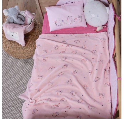 Βρεφική Κουβέρτα Fleece Αγκαλιάς 75x110 Nef-Nef Cats Are Perfect Pink