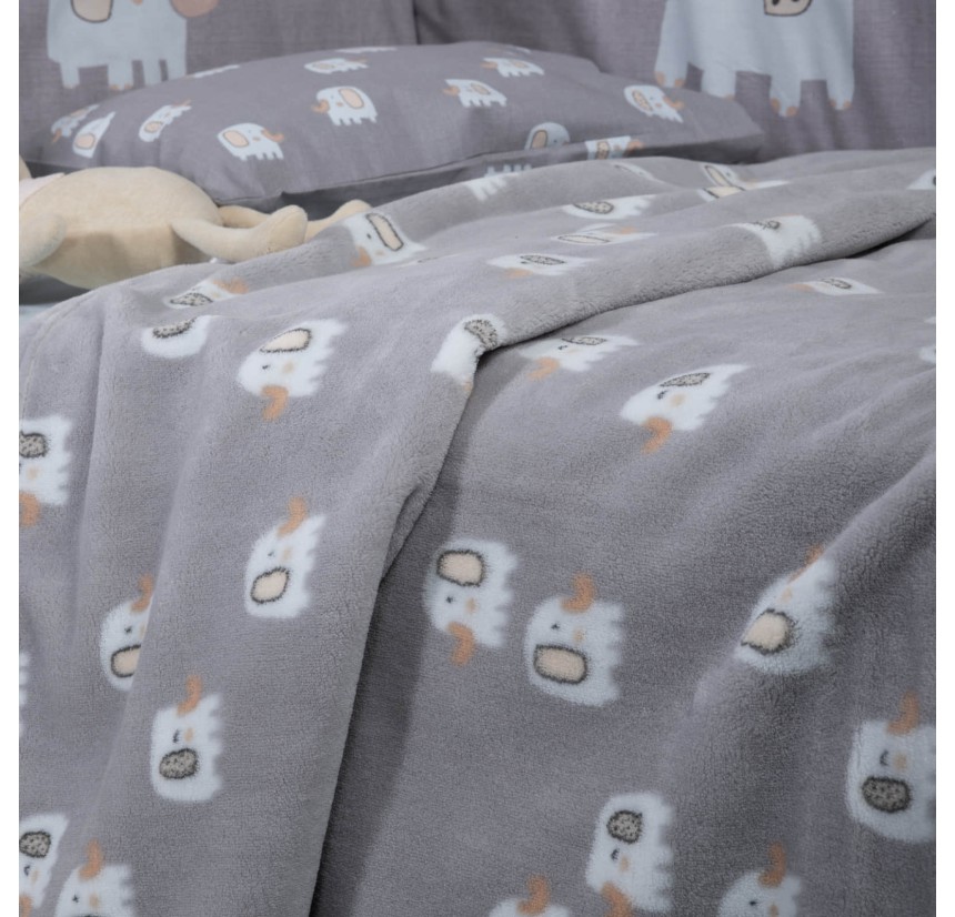 Βρεφική Κουβέρτα Fleece Αγκαλιάς 75x110 Nef-Nef Elephants Grey