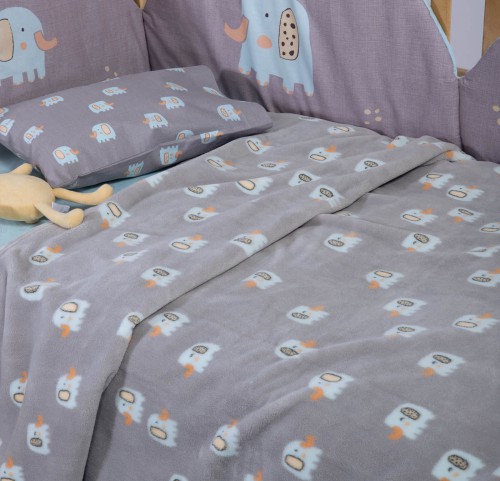 Βρεφική Κουβέρτα Fleece Αγκαλιάς 75x110 Nef-Nef Elephants Grey