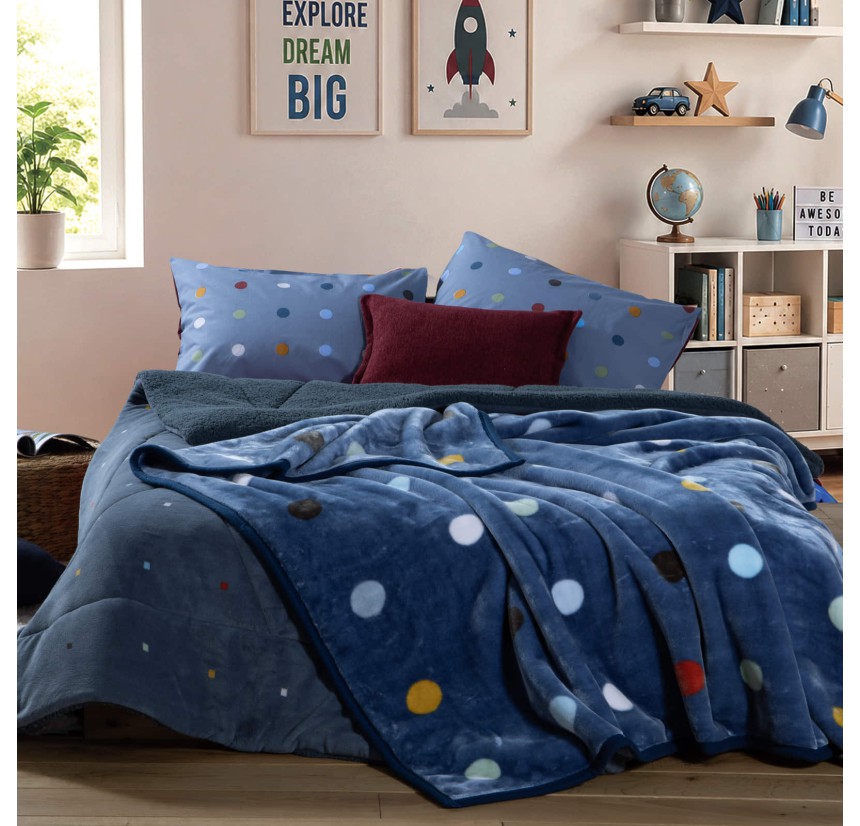 Παιδική Κουβέρτα Μονή Nef - Nef Dots Blue Παιδική Κουβέρτα Μονή Nef - Nef Dots Blue