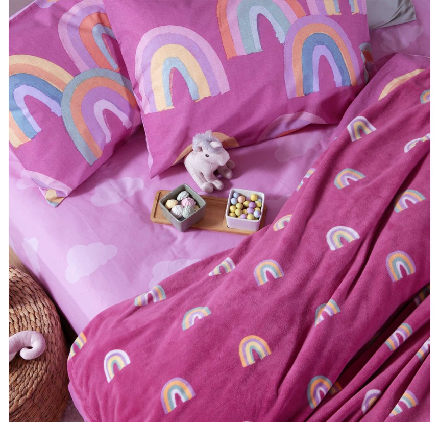 Παιδική Κουβέρτα Fleece Μονή Nef - Nef Rainbow Mood Fuchsia