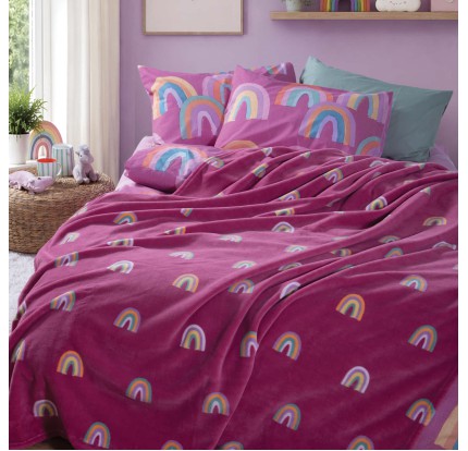 Παιδική Κουβέρτα Fleece Μονή Nef - Nef Rainbow Mood Fuchsia